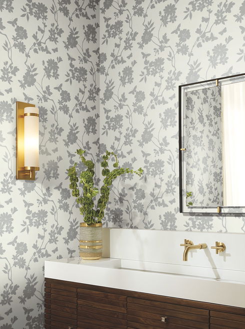 Flutter Vine White & Silver Wallpaper