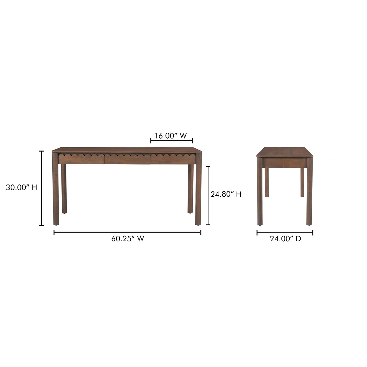 Wiley Desk Vintage Brown, by Moe's Home, 60.25" width x 30" height x 24" depth View 13