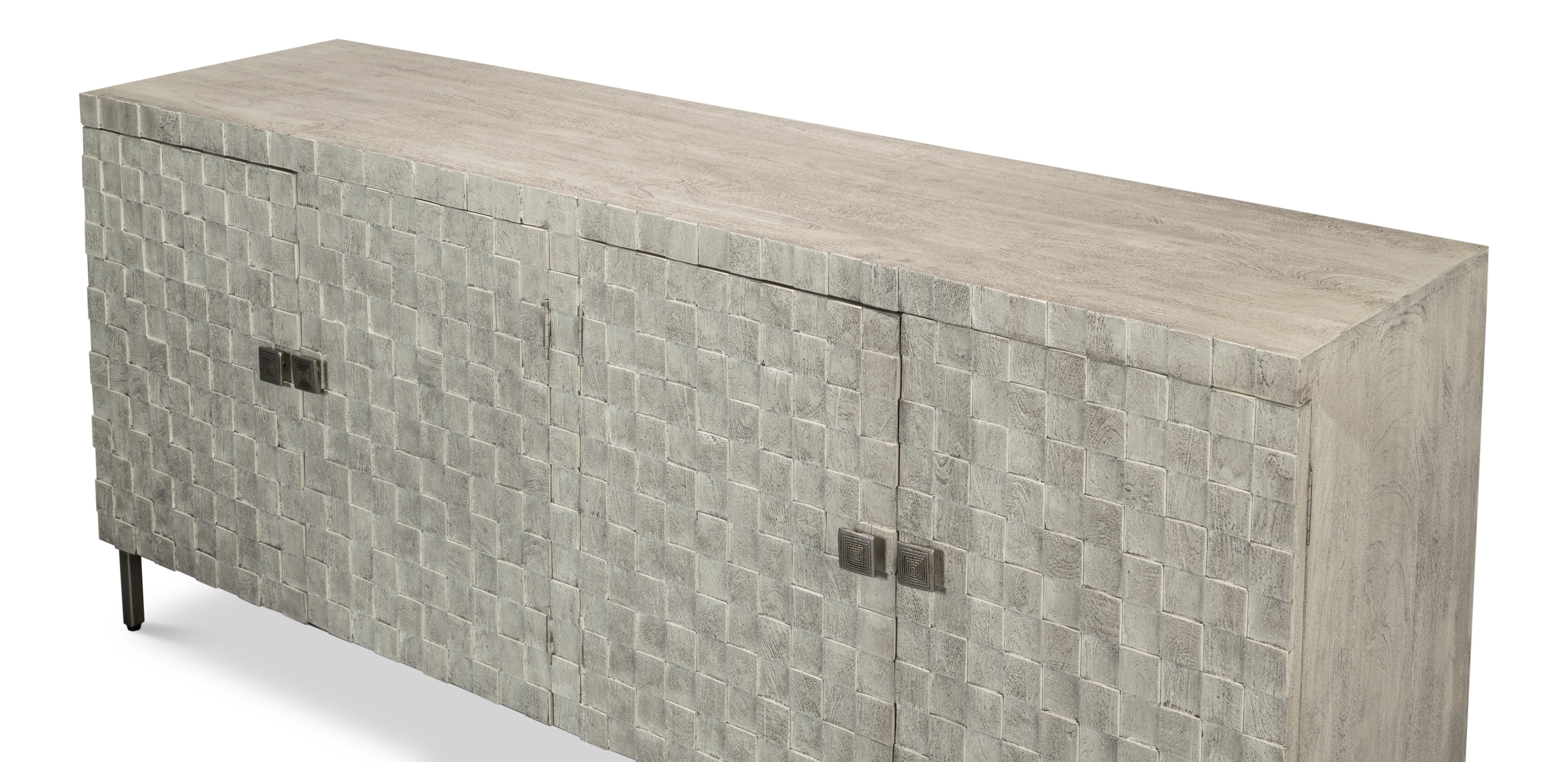 Cubist Four Door Sideboard, Cabinets & Sideboard by Sarreid, 79" length x 20" width x 34" height View 10