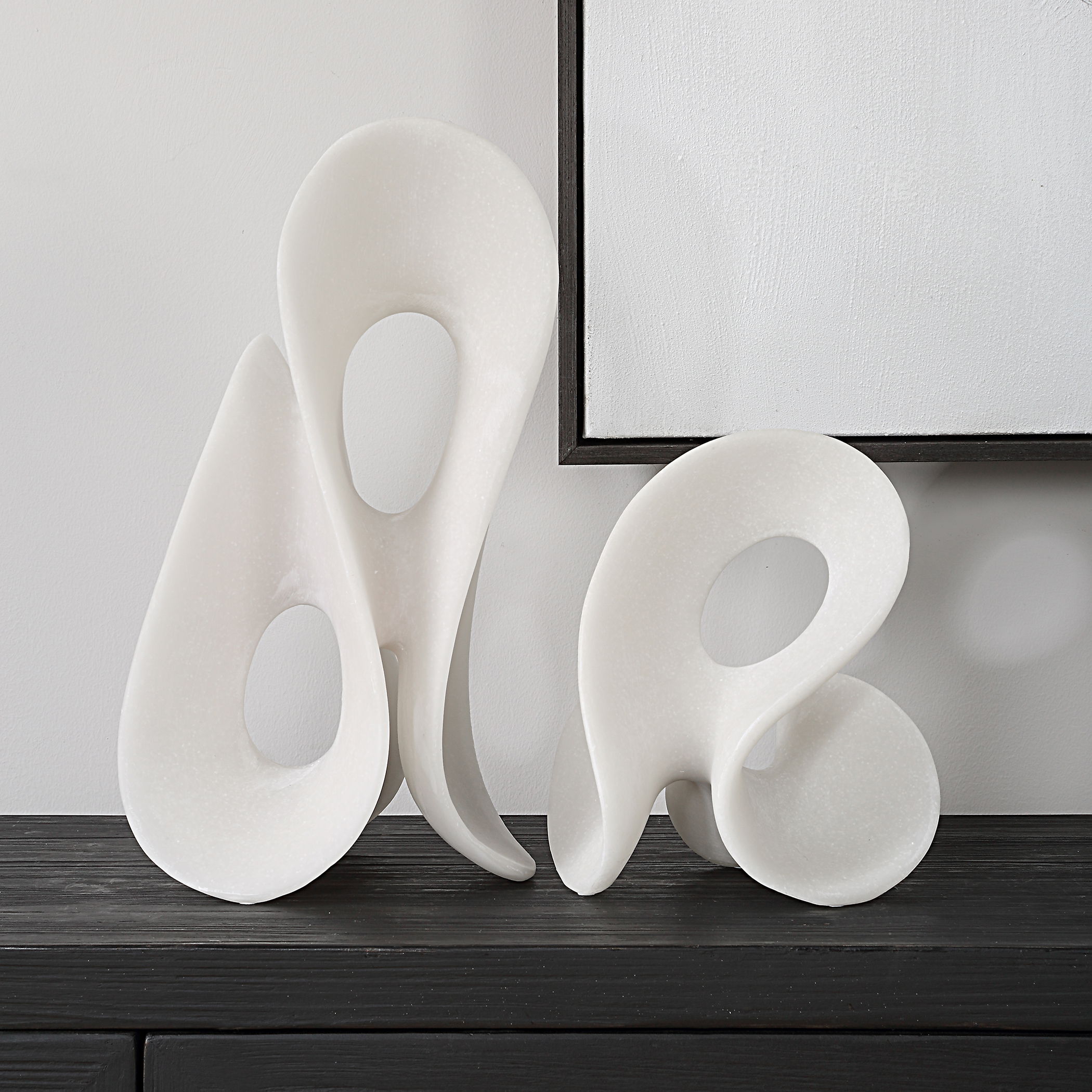 Silent Wave White Sculptures Set/2 large image 