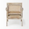 Teryn Cream Linen Seat And Natural Wooden Base with Mesh Back Accent Chair thumbnail 3