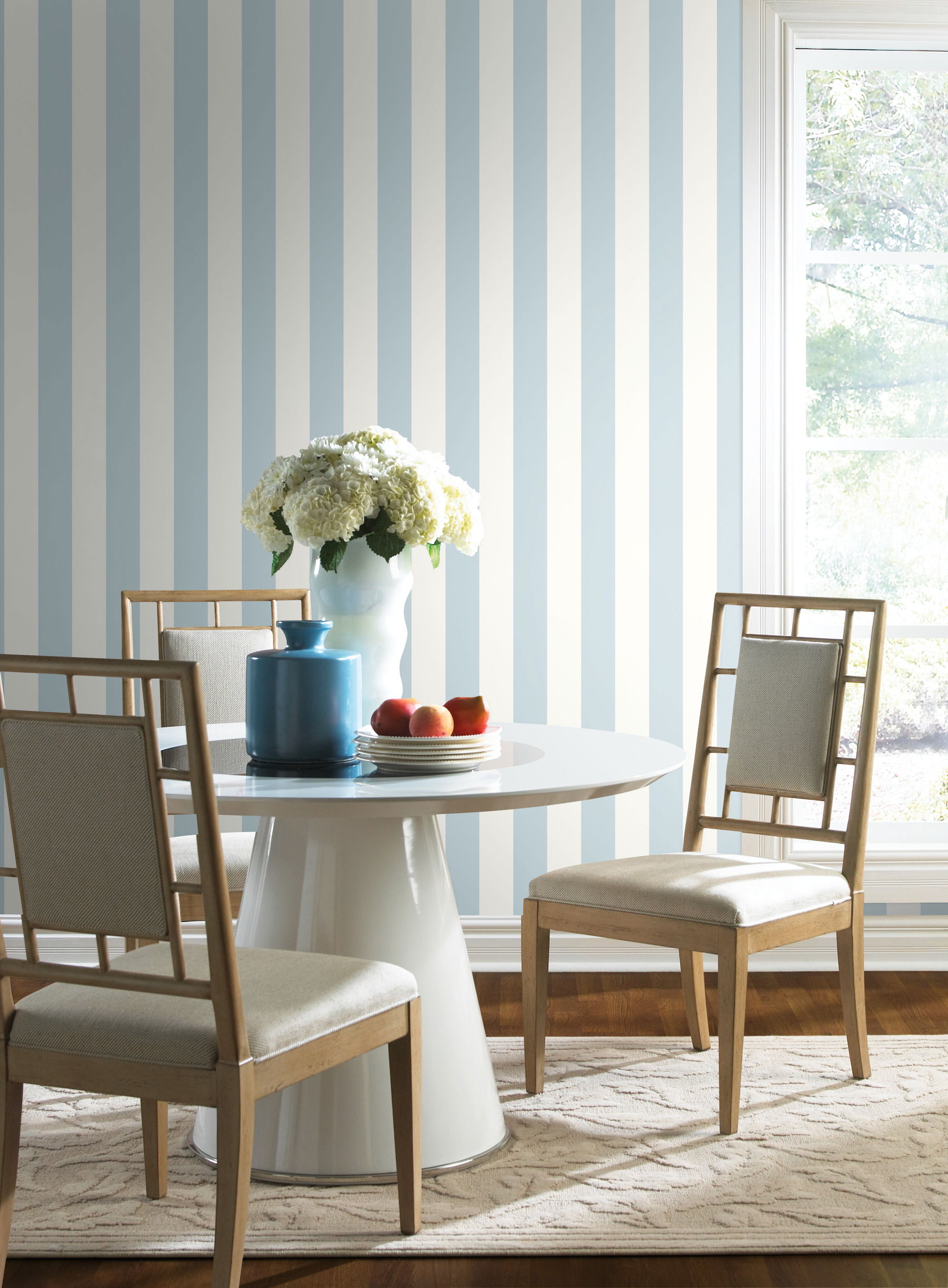 3' Stripe Blue & White Wallpaper large image 