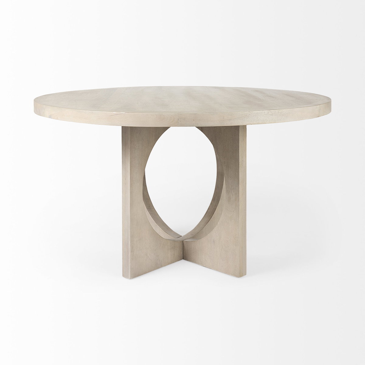 Liesl 54.L x 54.0W x 30.0H Barely Gray Finished Wood with Circular Top Dining Table, by Mercana, 54" length x 54" width x 30" height View 5