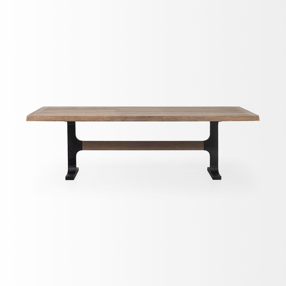 Araxi 95'L x 41'W Rectangular Trestle Dining Table | Modern | Brown Wood & Black Metal | Seats 4, by Mercana, 95" length x 41" width x 30" height View 3