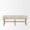 Solis II 50L x 16W Brown Base Beige Woven Leather Cushion Accent Bench thumbnail 3