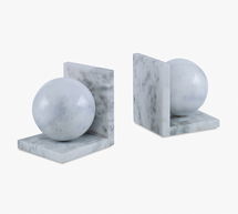 Online Designer Bedroom Sphere White Marble Bookends, Set of 2