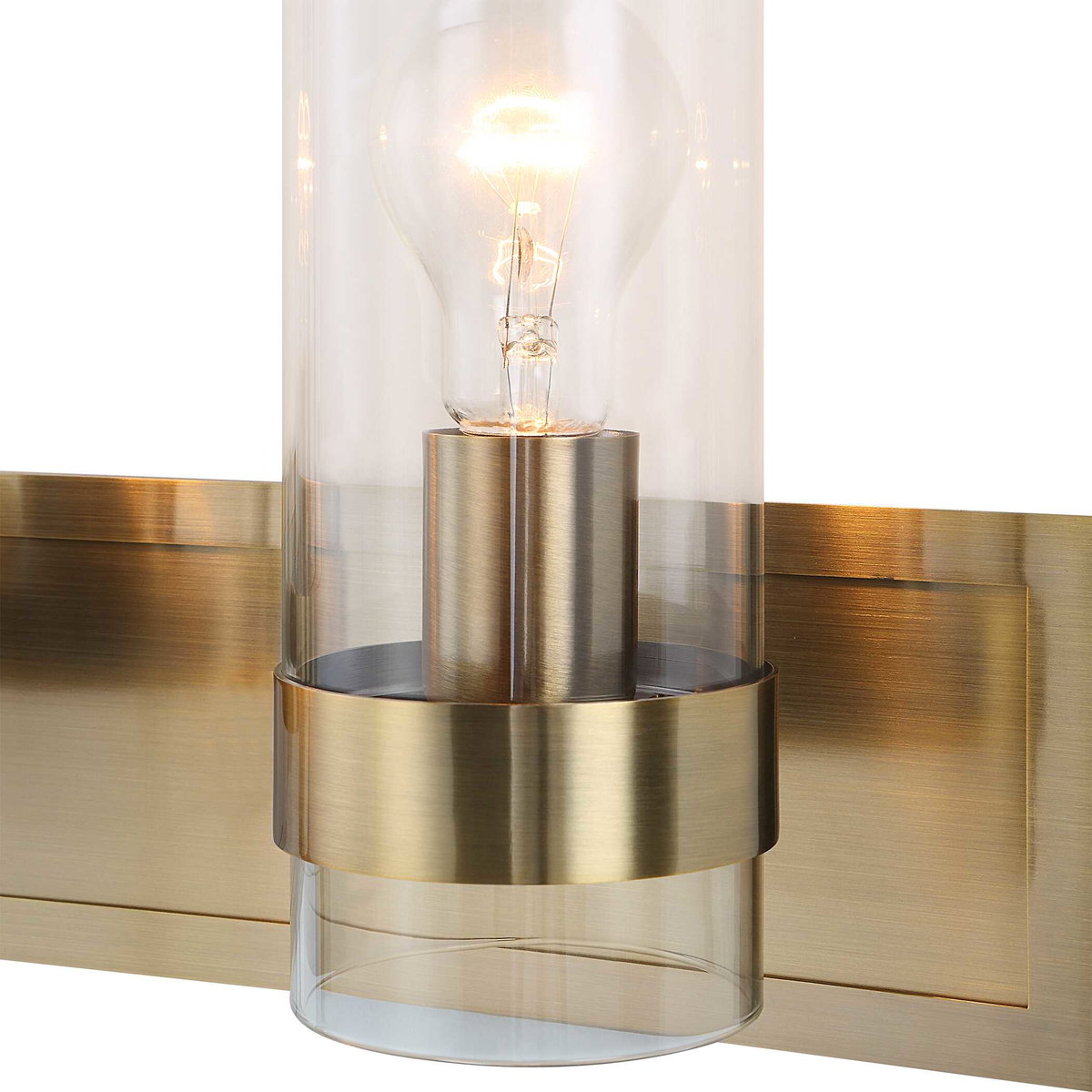Cardiff Antique Brass 3 Light Vanity, Sconce by Uttermost, 23" width x 10.12" height x 5.75" depth View 6