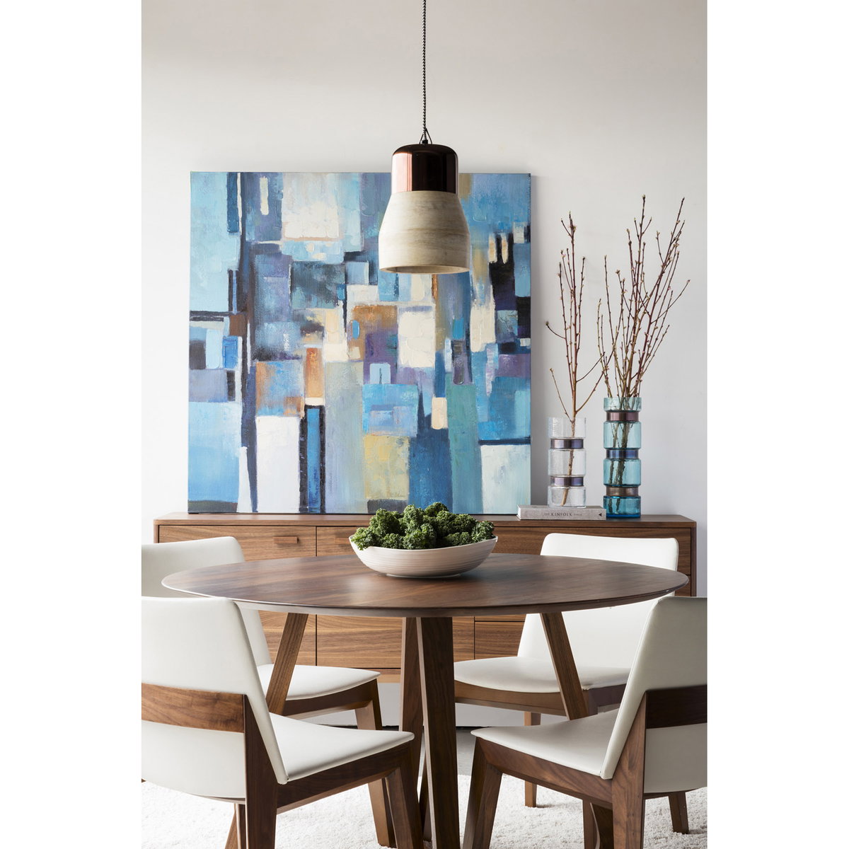 Godenza Round Dining Table Walnut, by Moe's Home, 47" width x 29.5" height x 47" depth View 9