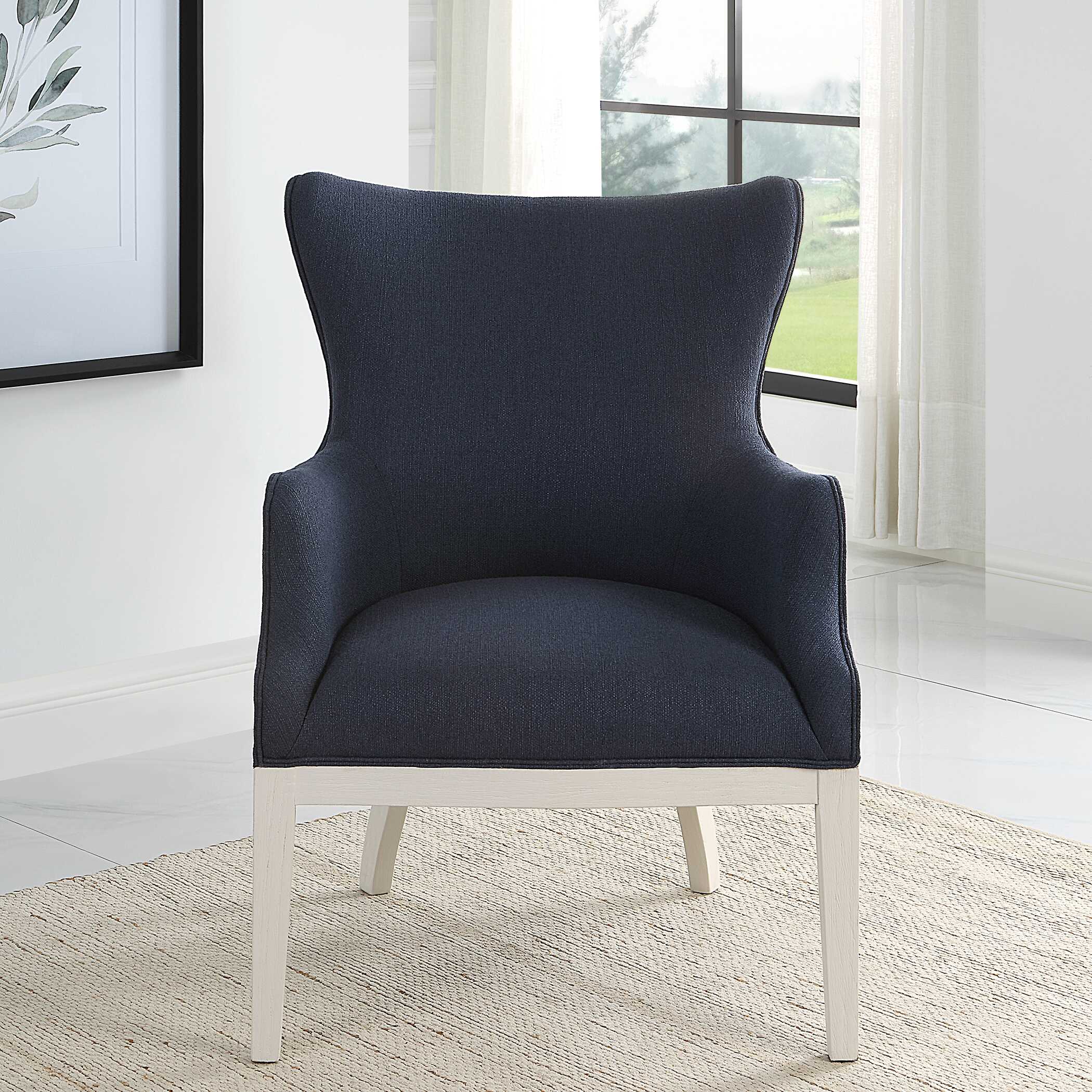 Gordonston Blue Fabric Accent Chair, Furniture by Uttermost, 27" width x 39.5" height x 31" depth View 4