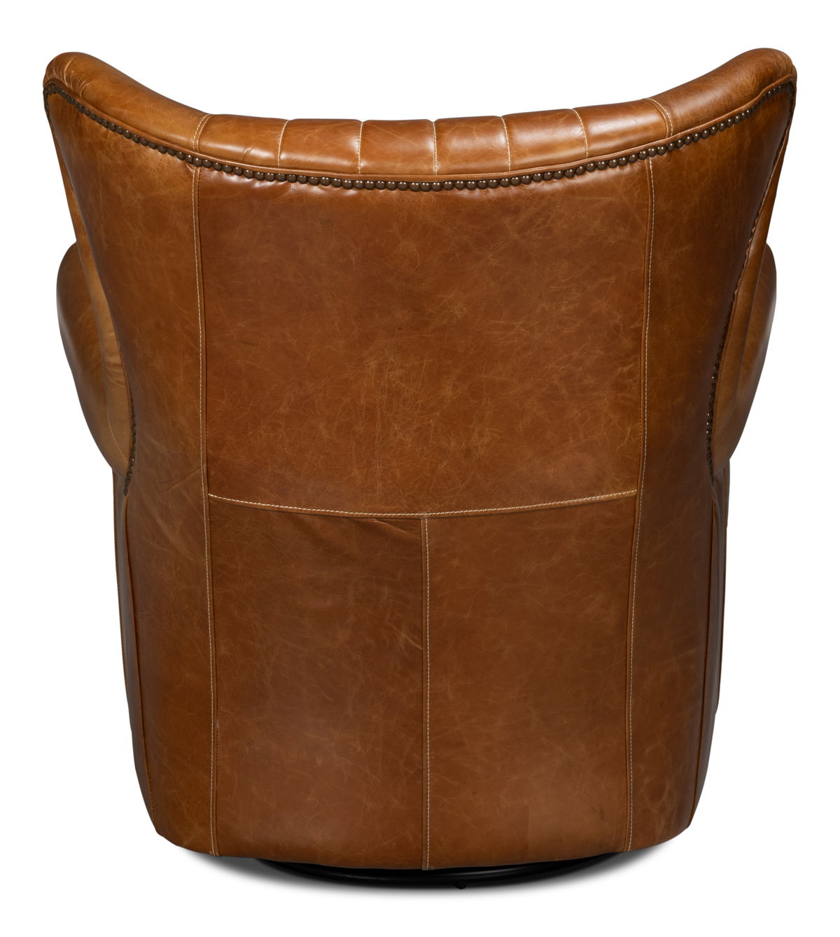 Bugatti Leather Swivel Chair  Cuba Brown, by Sarreid, 2'5" length x 2'8" width x 2'9" height View 10