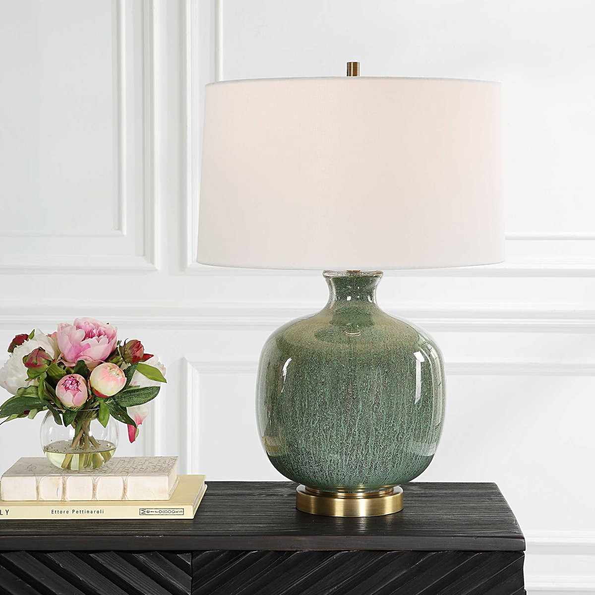 Nataly Aged Green Table Lamp, by Uttermost, 18" width x 26" height x 18" depth View 2