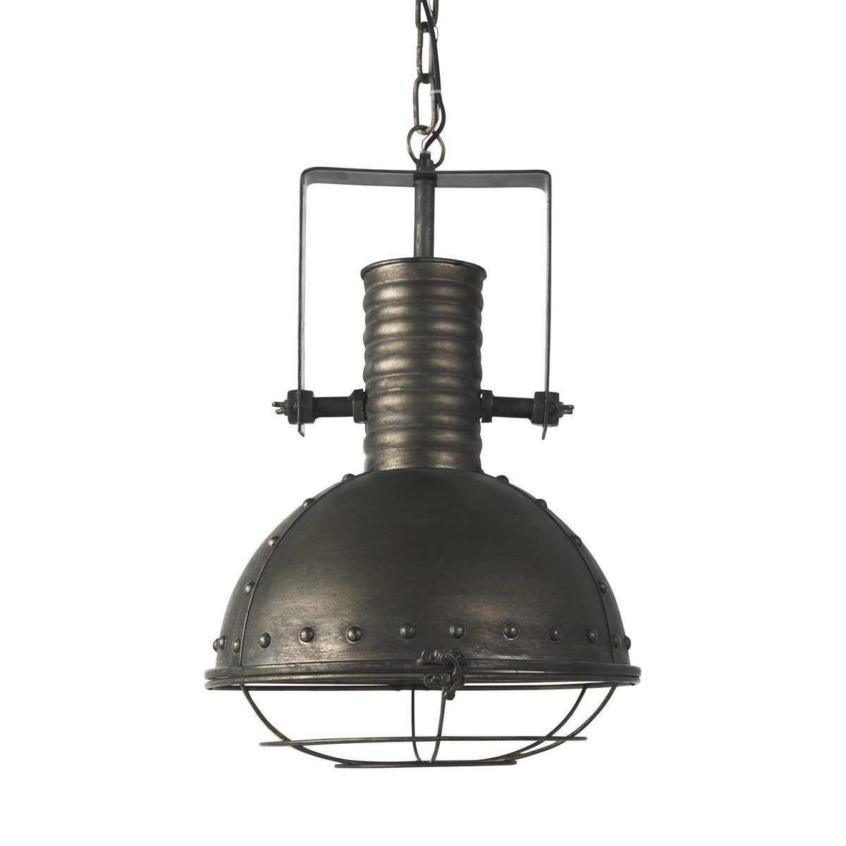 Zaio 12.5Lx 12.5W x 18.5H Weathered Antique Gold Metal Caged Bulb Pendant Light, by Mercana, 12.5" length x 12.5" width x 18.5" height View 1