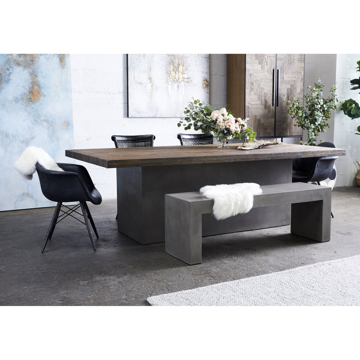 Lazarus Outdoor Bench Dark Grey, Benche by Moe's Home, 55.25" width x 18.5" height x 15.75" depth View 6