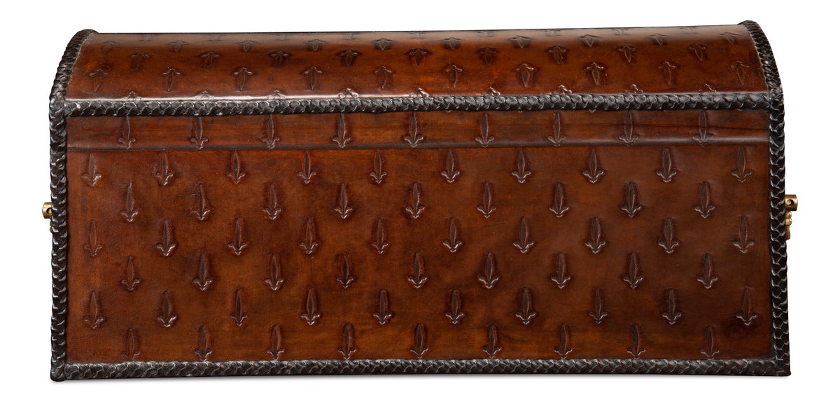 Baron's Leather Box  Oxblood, by Sarreid, 8" length x 1'8" width x 9" height View 2