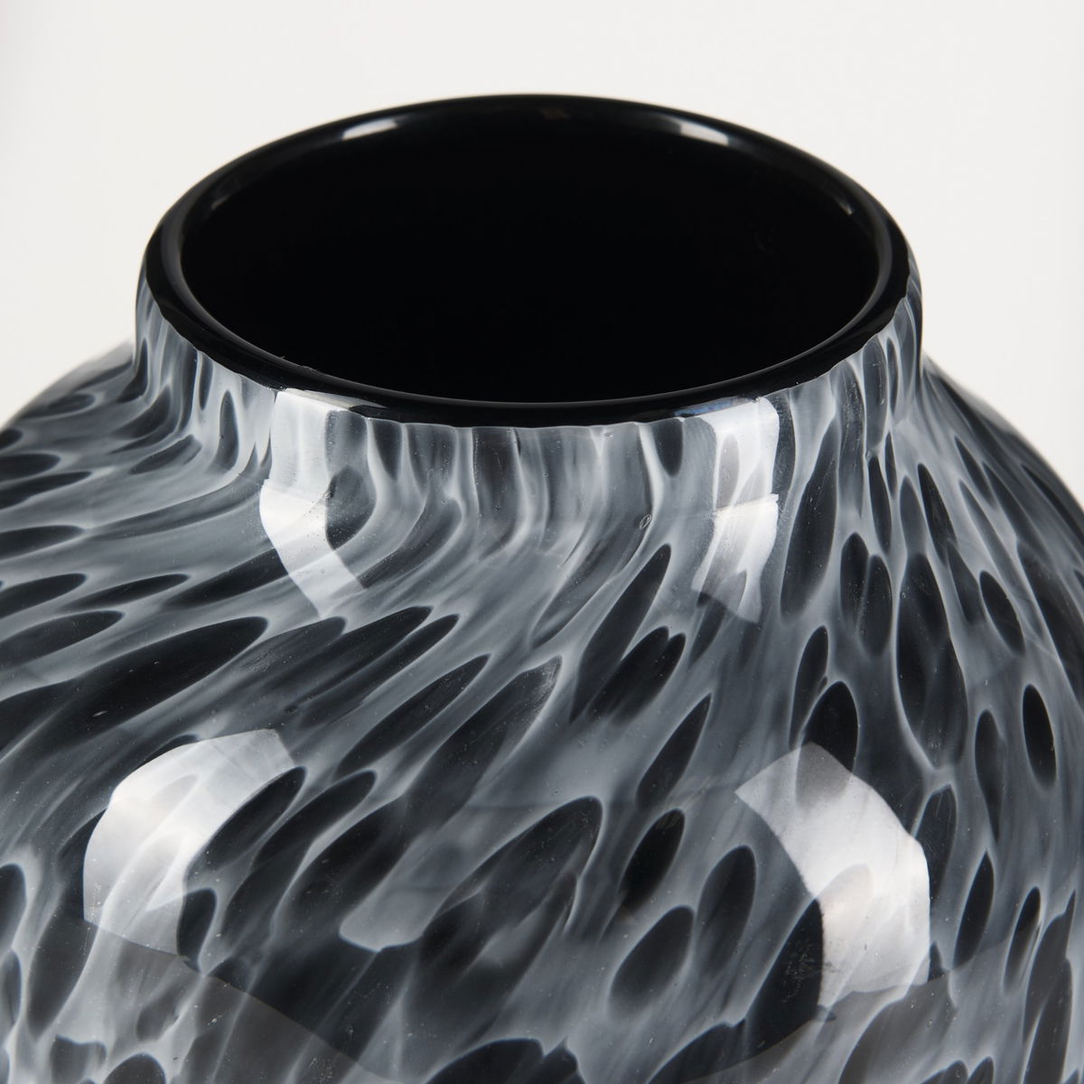 Masai Medium Black Mottled Glass Vase, by Mercana, 6.5" length x 6.5" width x 12.4" height View 6