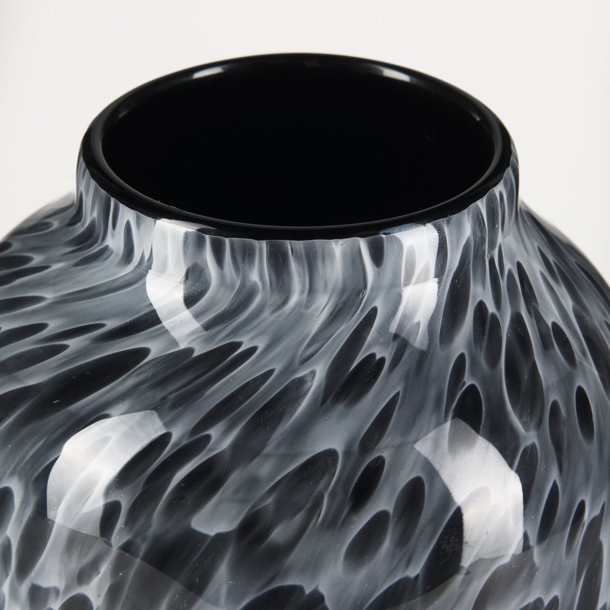 Masai Medium Black Mottled Glass Vase, by Mercana, 6.5" length x 6.5" width x 12.4" height View 6