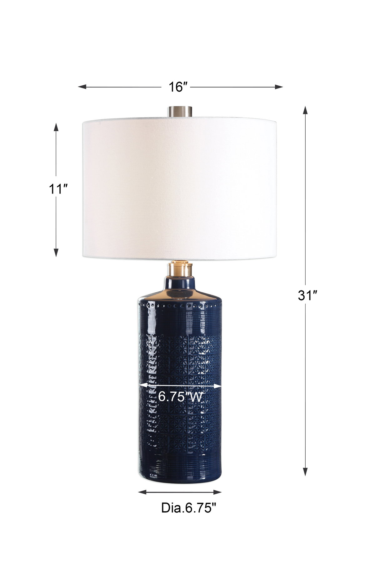 Thalia Royal Blue Table Lamp, by Uttermost, 1'4" width x 2'7" height x 1'4" depth View 3