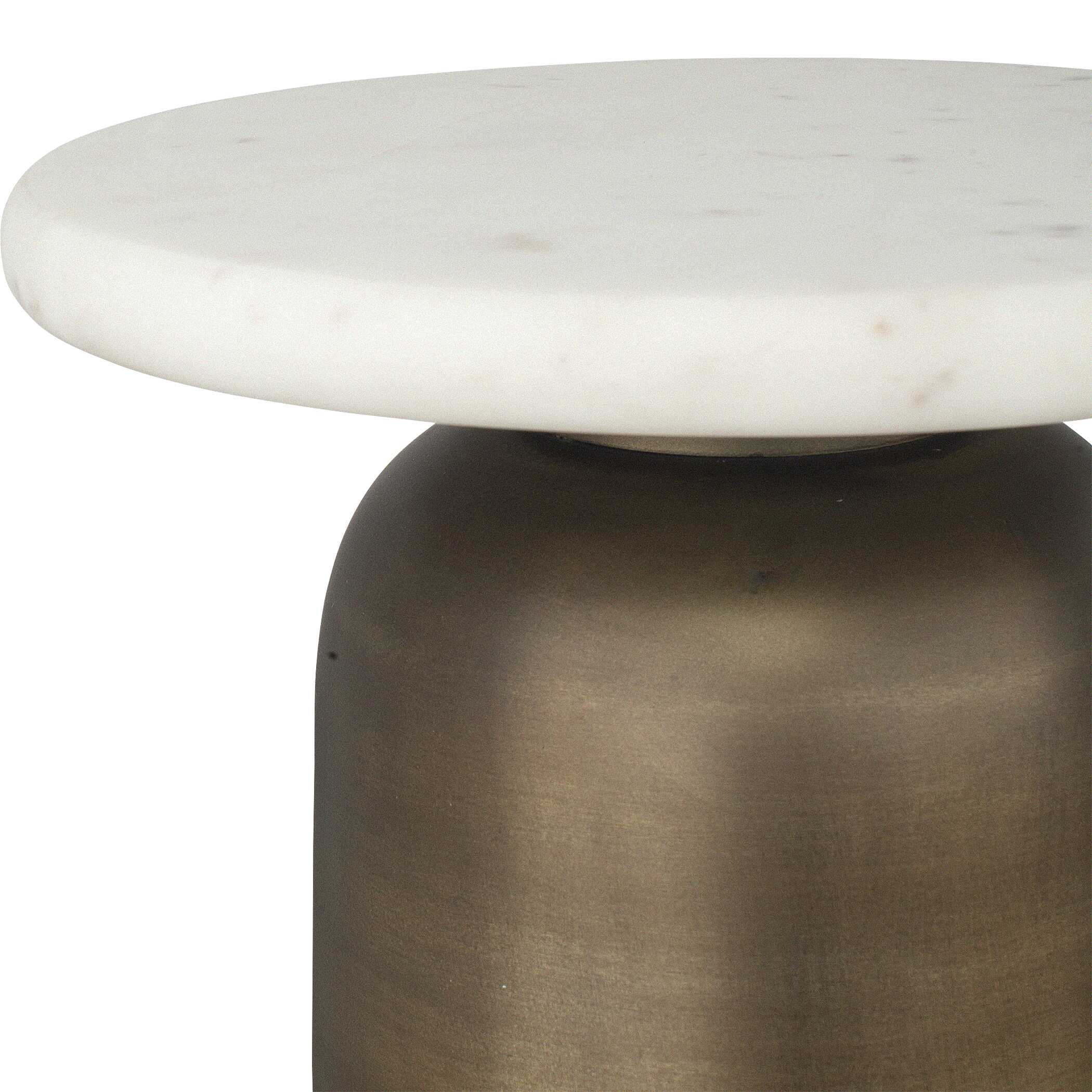 Reiss Marble & Brass Drink Table, Furniture by Uttermost, 12" width x 22.5" height x 12" depth View 4
