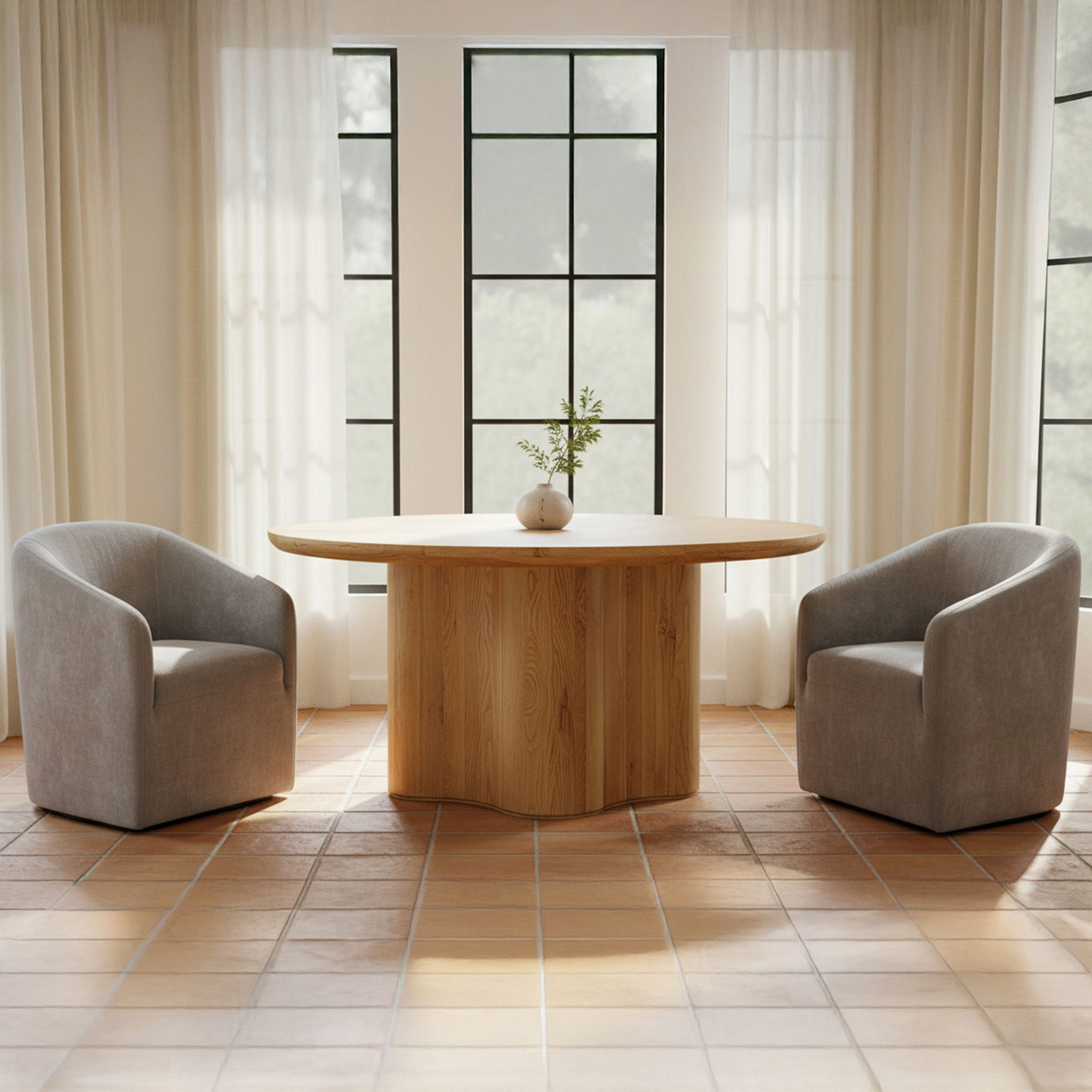 Sandy Rolling Dining Chair Taupe, by Moe's Home, 26" width x 32" height x 26.5" depth View 7