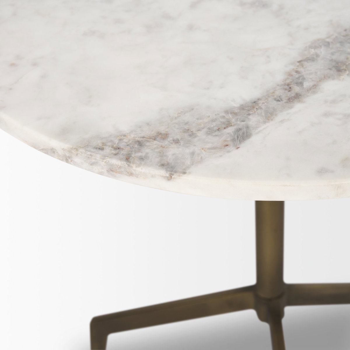 Serre Marble Top 3 Prong Gold Metal Base End Table, Side & End Table by Mercana, 20" length x 22.5" width x 20" height View 7