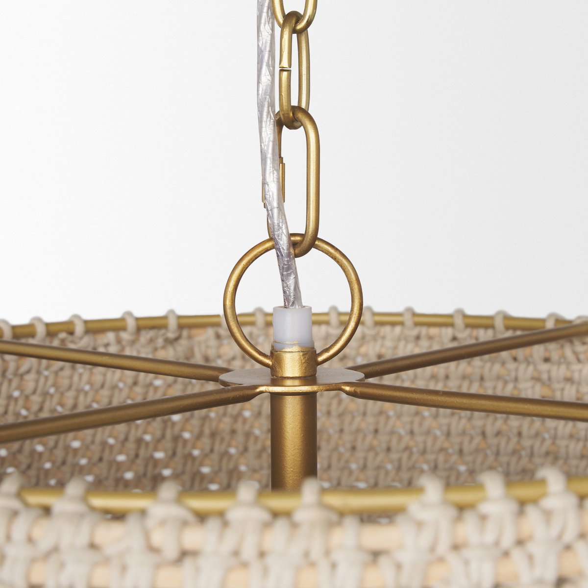 Tosha 1-Light Tapered Cotton Rope Drum Pendant, by Mercana, 24" length x 24" width x 13.5" height View 6