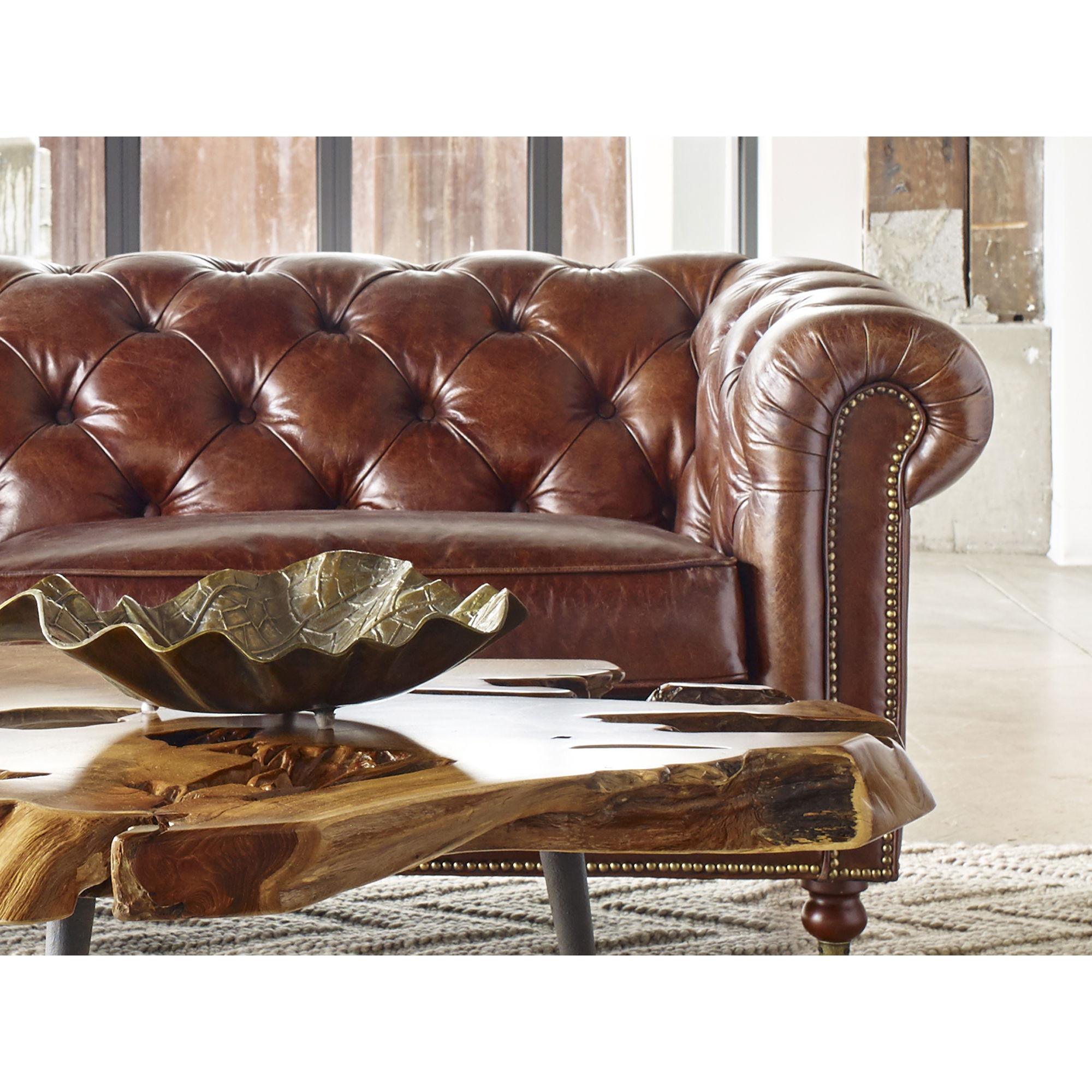 Birmingham Sofa Dark Brown Leather, Sofas & Sectional by Moe's Home, 87" width x 29" height x 36" depth View 6