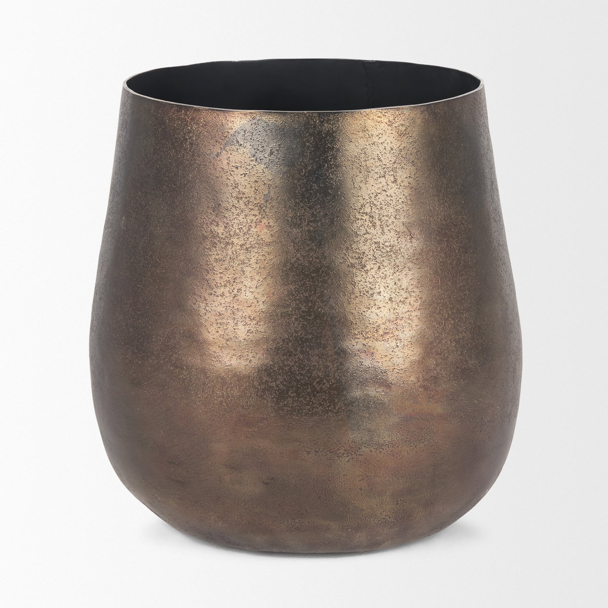 Quade Large Textured Gold Metal Planter, Vase by Mercana, 9" length x 9" width x 9" height View 6