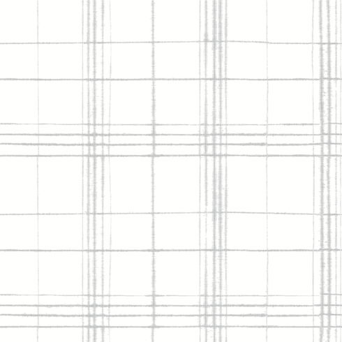 Farmhouse Plaid Grey & White Wallpaper