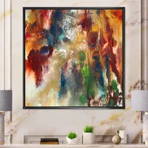 Online Designer Hallway/Entry " Red And Yellow Colorfull Splash " Painting Print