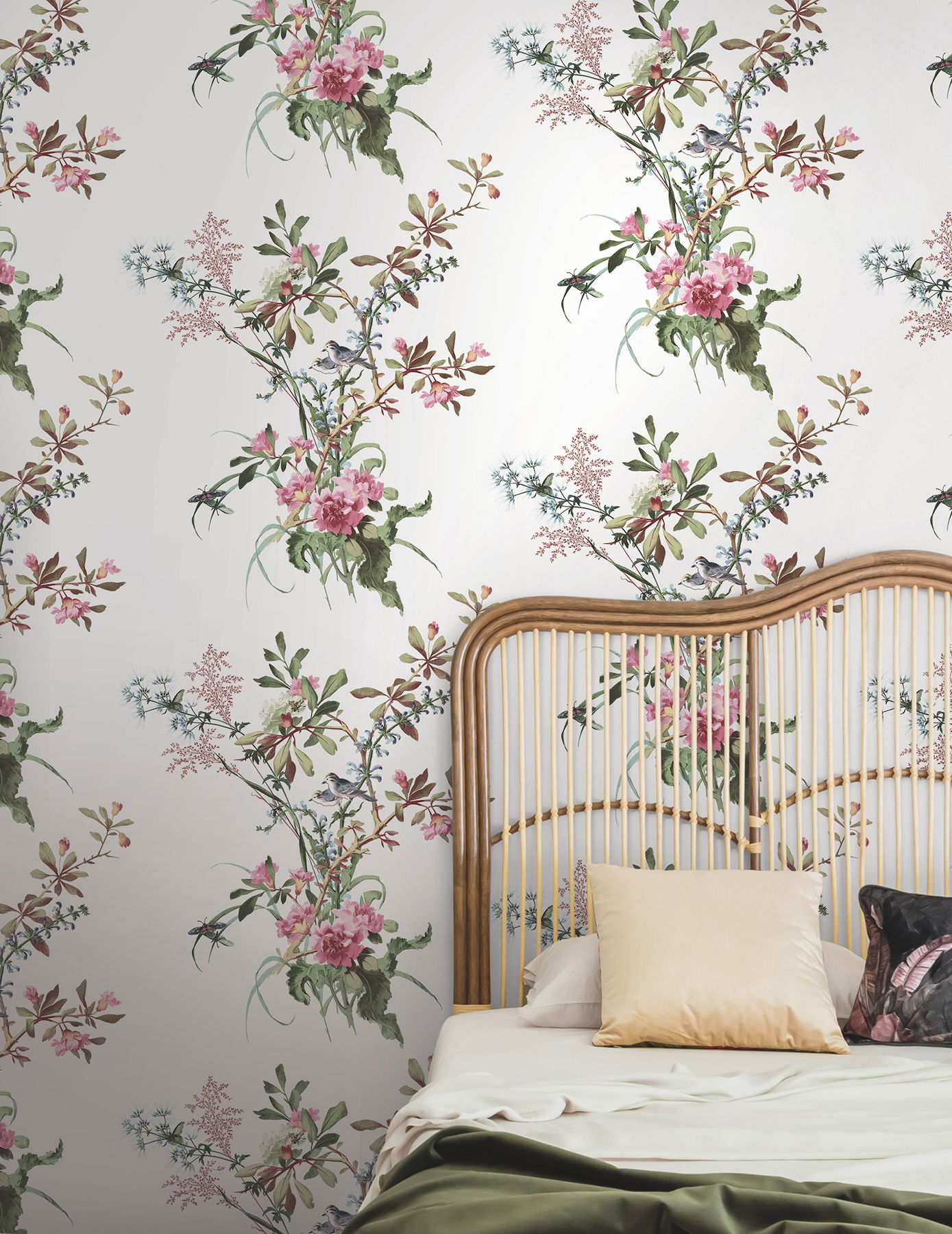 Wild Flowers Rose Peel & Stick Wallpaper large image 