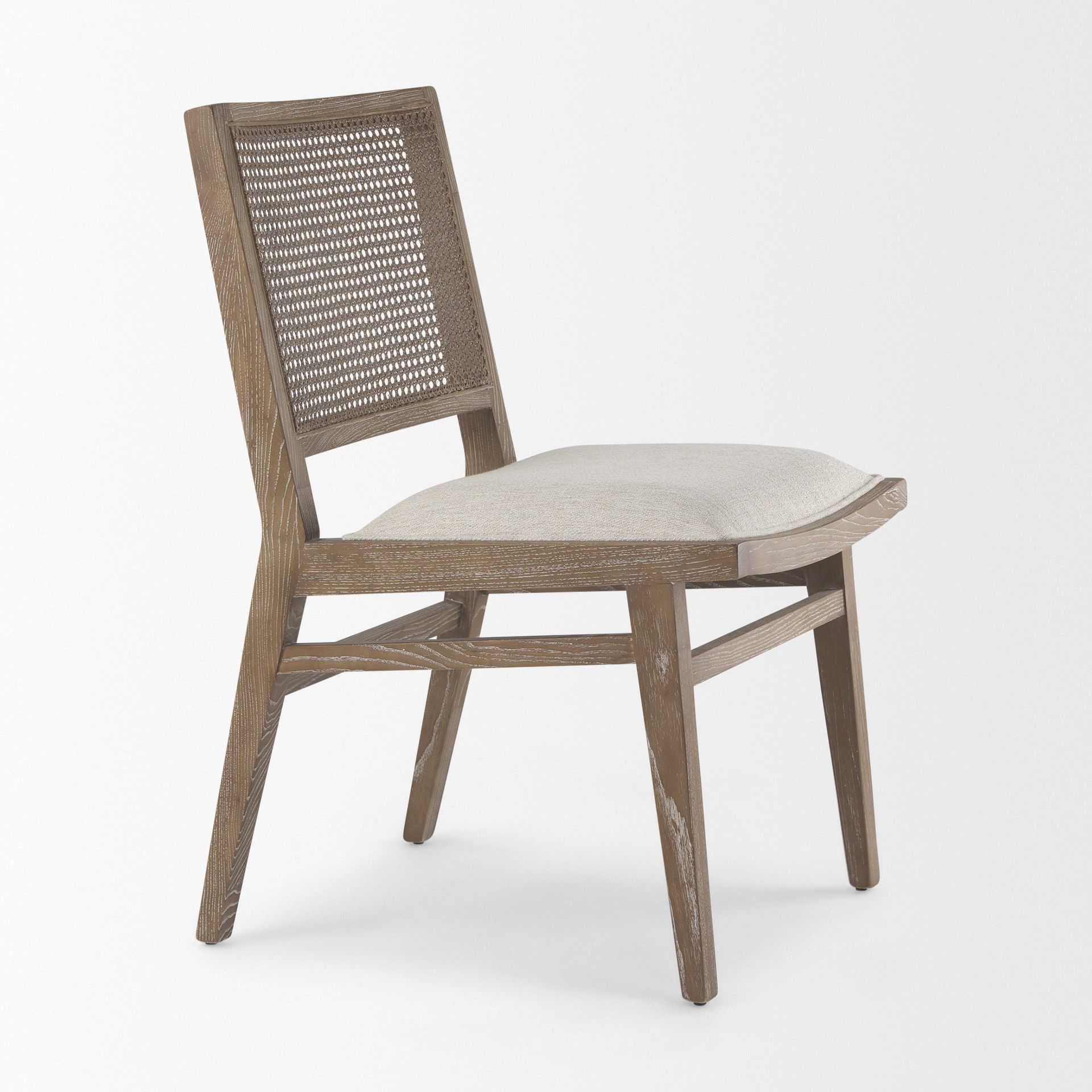 Wynn  Cream Upholstered Fabric with Brown Wood Dining Chair large image 