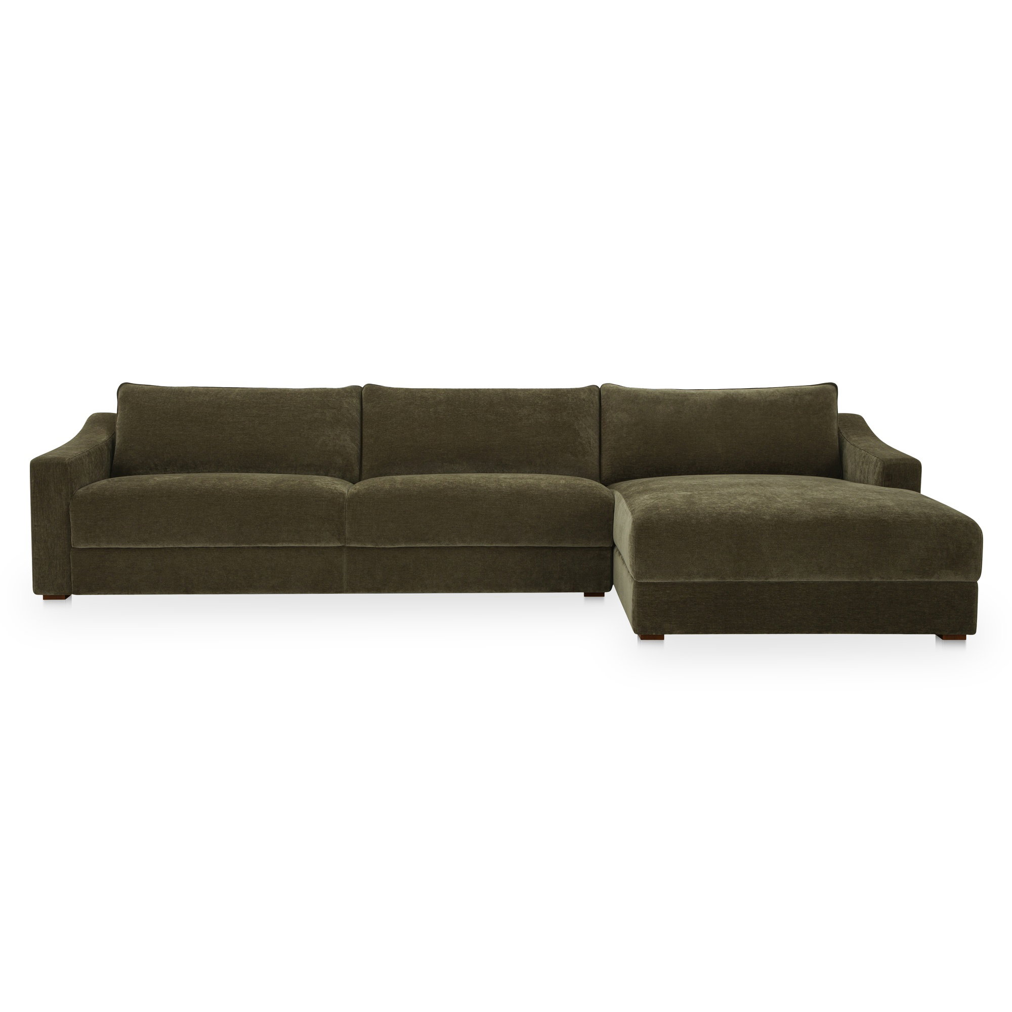 Farrow Sectional Cedar Green Right, Sectional Sofa by Moe's Home, 130.5" width x 31.75" height x 61.5" depth View 1