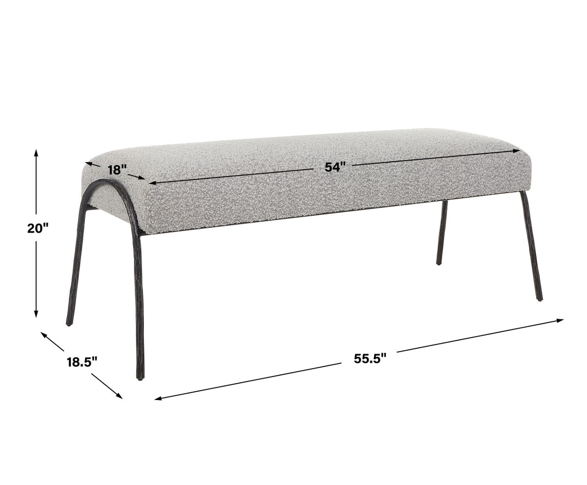 Jacobsen Modern Gray Bench, Benche by Uttermost, 56" width x 20" height x 19" depth View 3