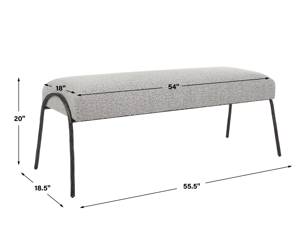 Jacobsen Modern Gray Bench, Furniture by Uttermost, 56" width x 20" height x 19" depth View 3