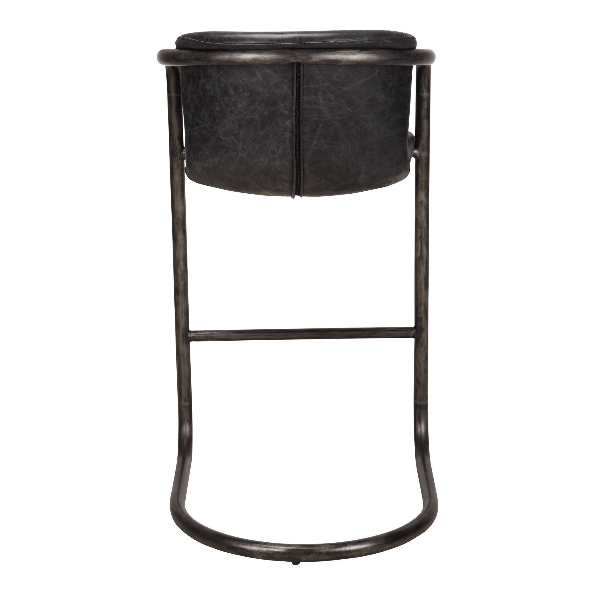 Freeman Barstool Onyx Black Leather - Set Of Two, Counter & Bar Stool by Moe's Home, 22" width x 40" height x 24" depth View 5
