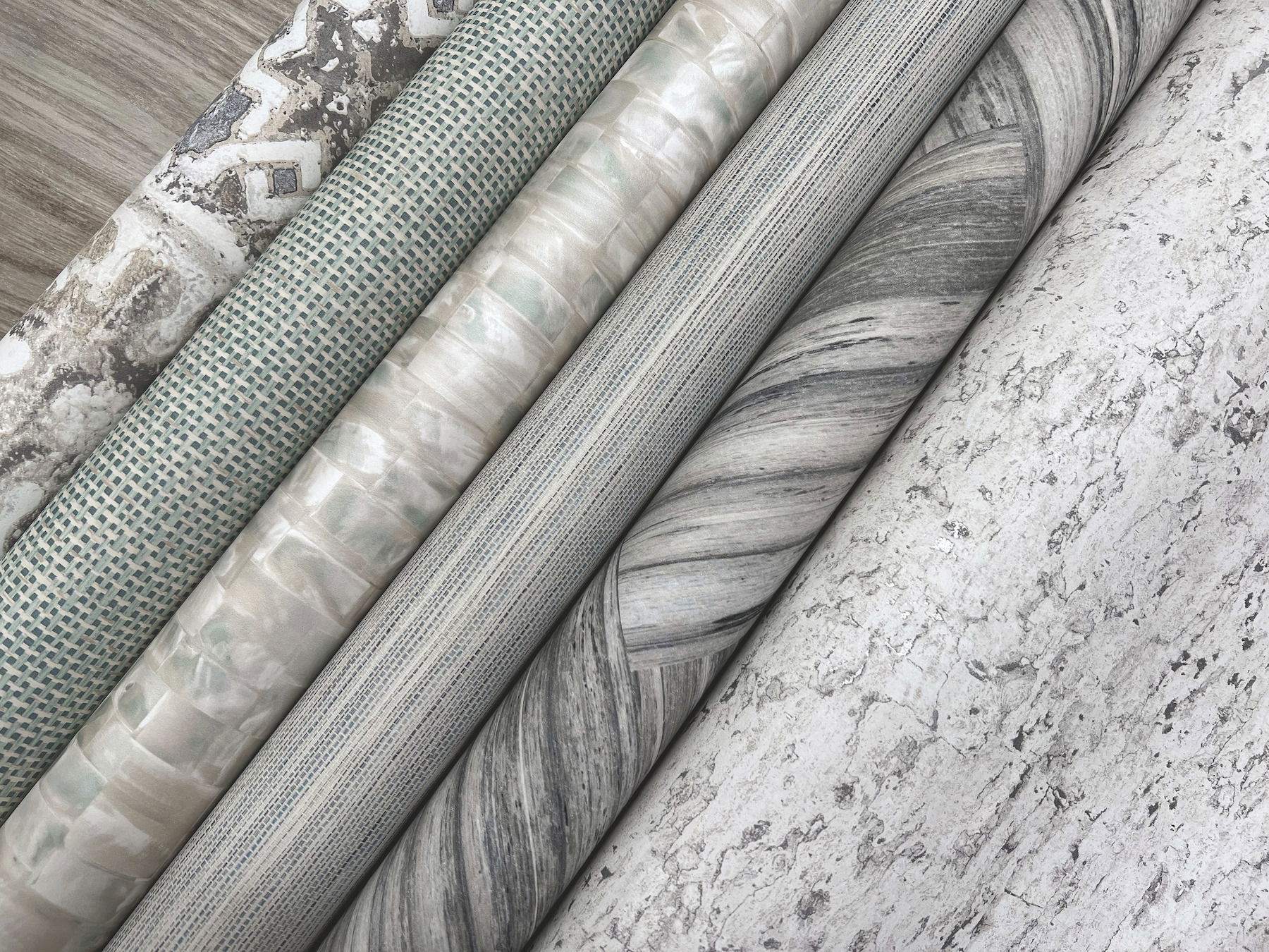 Ecaustic Tile Grey Peel & Stick Wallpaper large image 