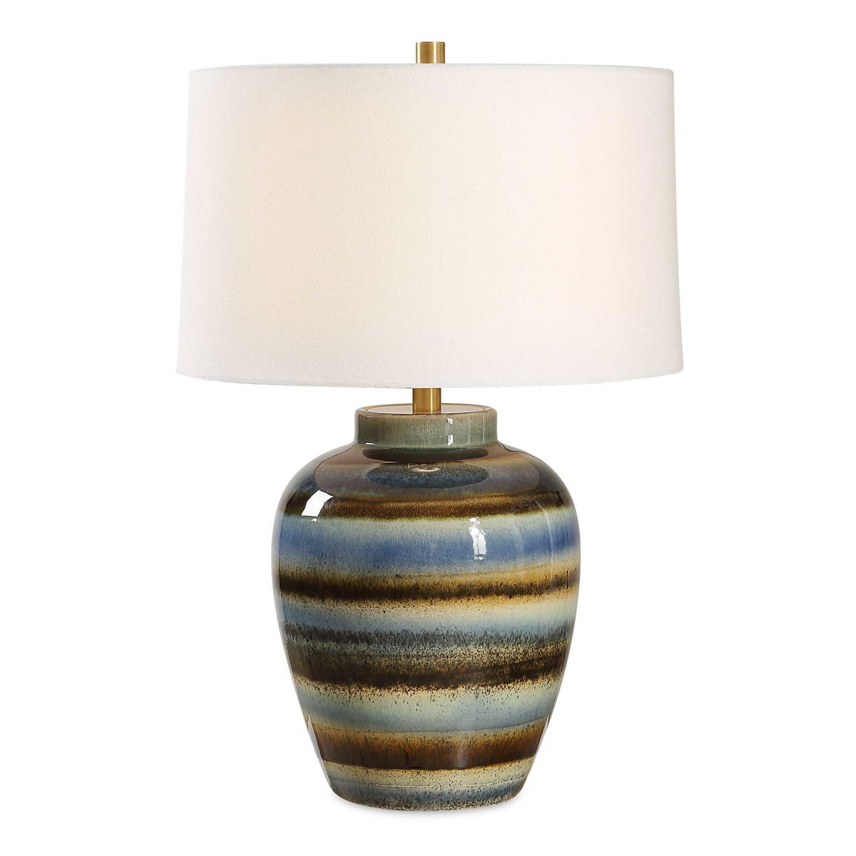 Judarn Blue Brown Table Lamp, by Uttermost, 17" width x 25.5" height x 17" depth View 1