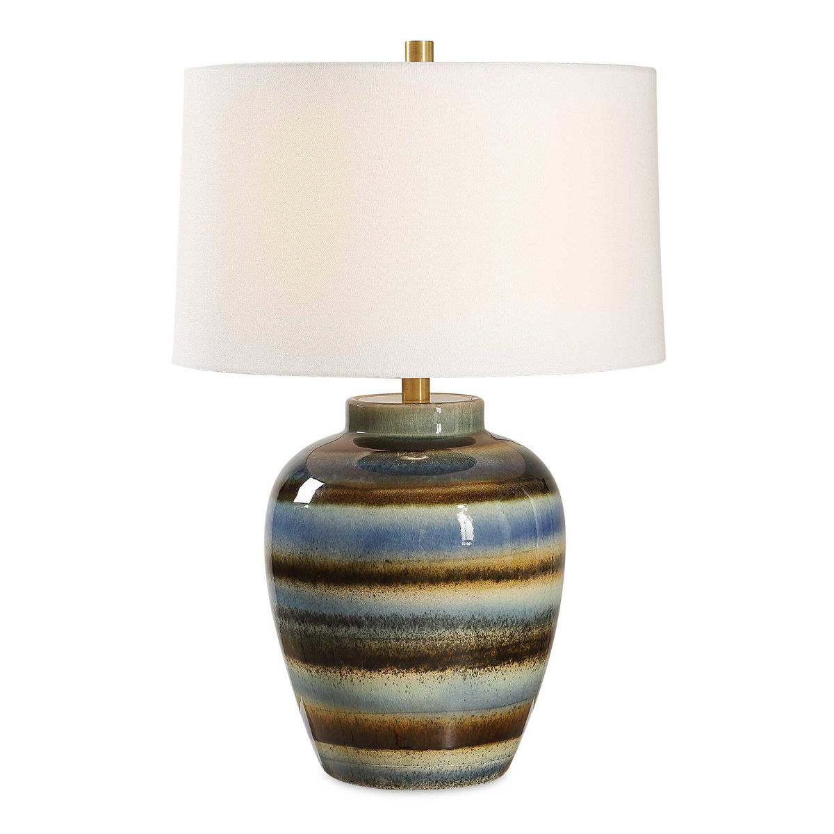 Judarn Blue Brown Table Lamp, by Uttermost, 17" width x 25.5" height x 17" depth View 1