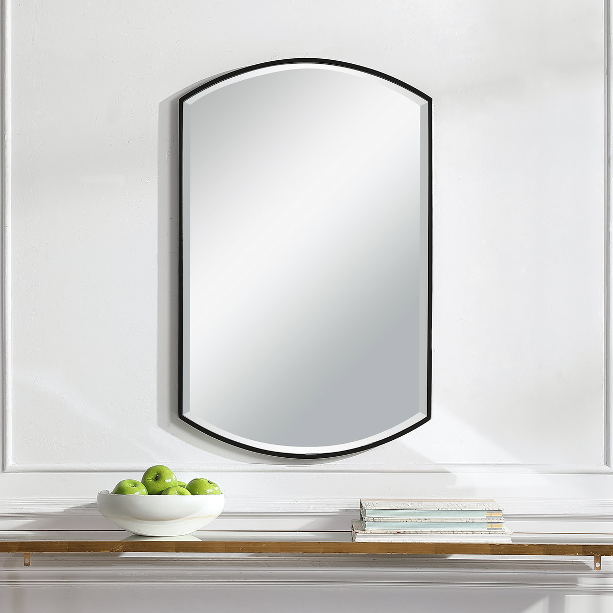 Shield Shaped Iron Mirror, by Uttermost, 2' width x 3'2" height x 1" depth View 2