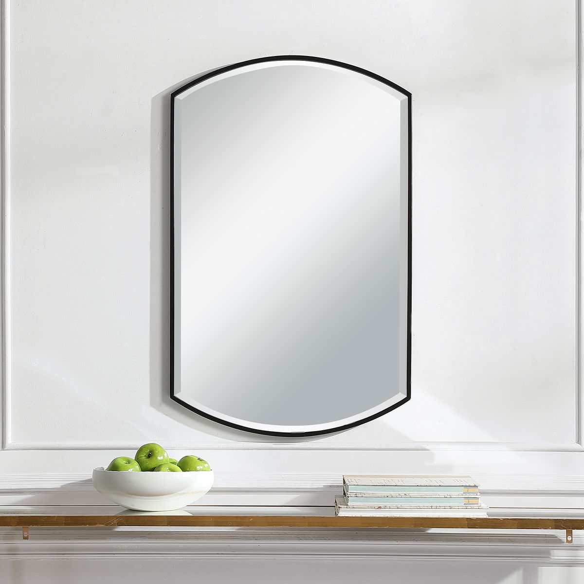 Shield Shaped Iron Mirror, by Uttermost, 24" width x 38" height x 1" depth View 2