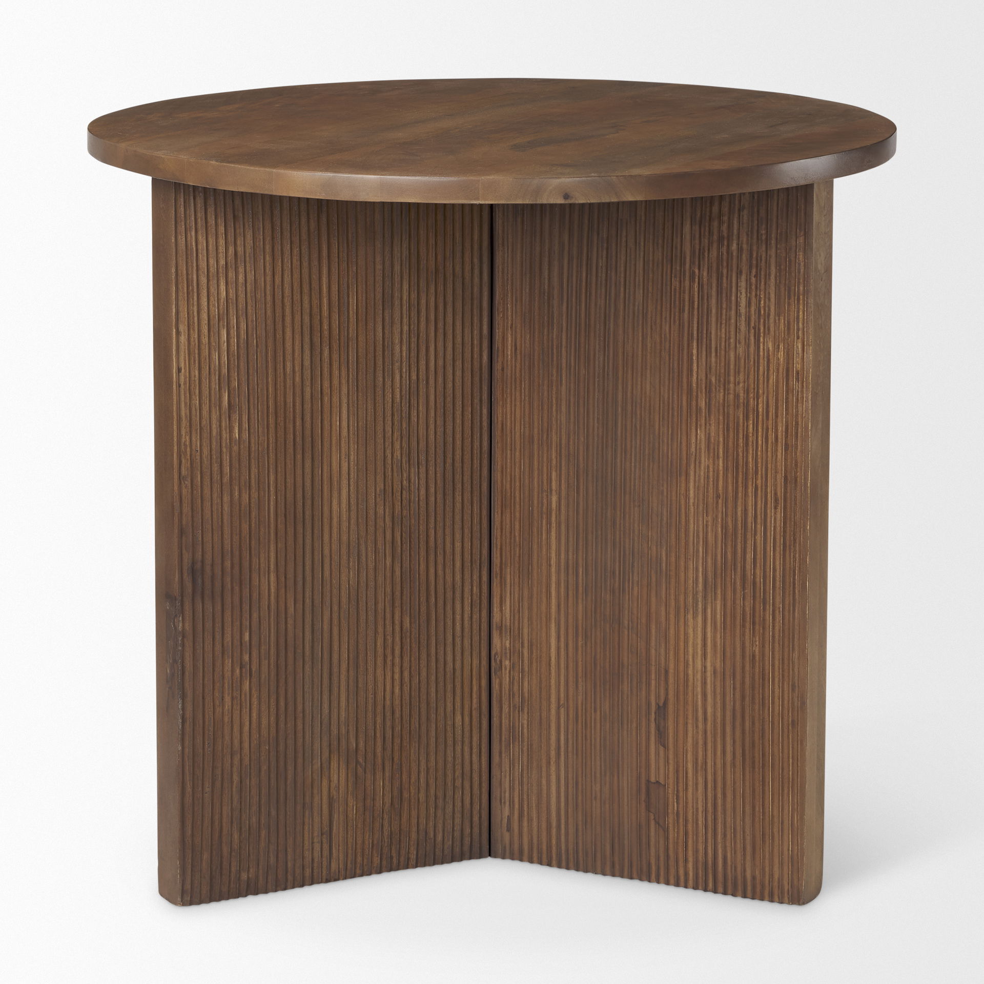 Enzo 32' Round Tabletop with Fluted Wood Base Foyer Accent Table, Side & End Table by Mercana, 32" length x 32" width x 30" height View 3