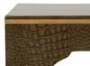 Croco Embossed Leather Stool  Ant. Green, by Sarreid, 1'6" length x 1'6" width x 10" height thumbnail 6