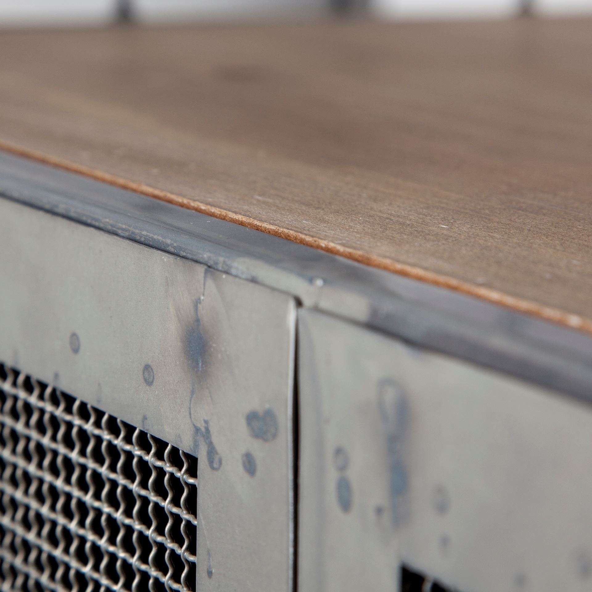 Udo Metal Frame Two Door Cabinet with Two Drawers & Wood Top Bar Cart, Bar Carts & Cabinet by Mercana, 16.54" length x 35.43" width x 40.75" height View 8