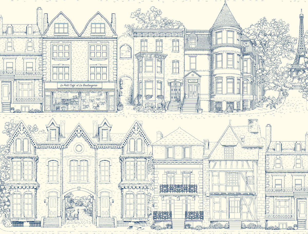 Browntone Terrace Blue Wallpaper, by York Wall, 27' length x 2'3" width x 0.02" depth