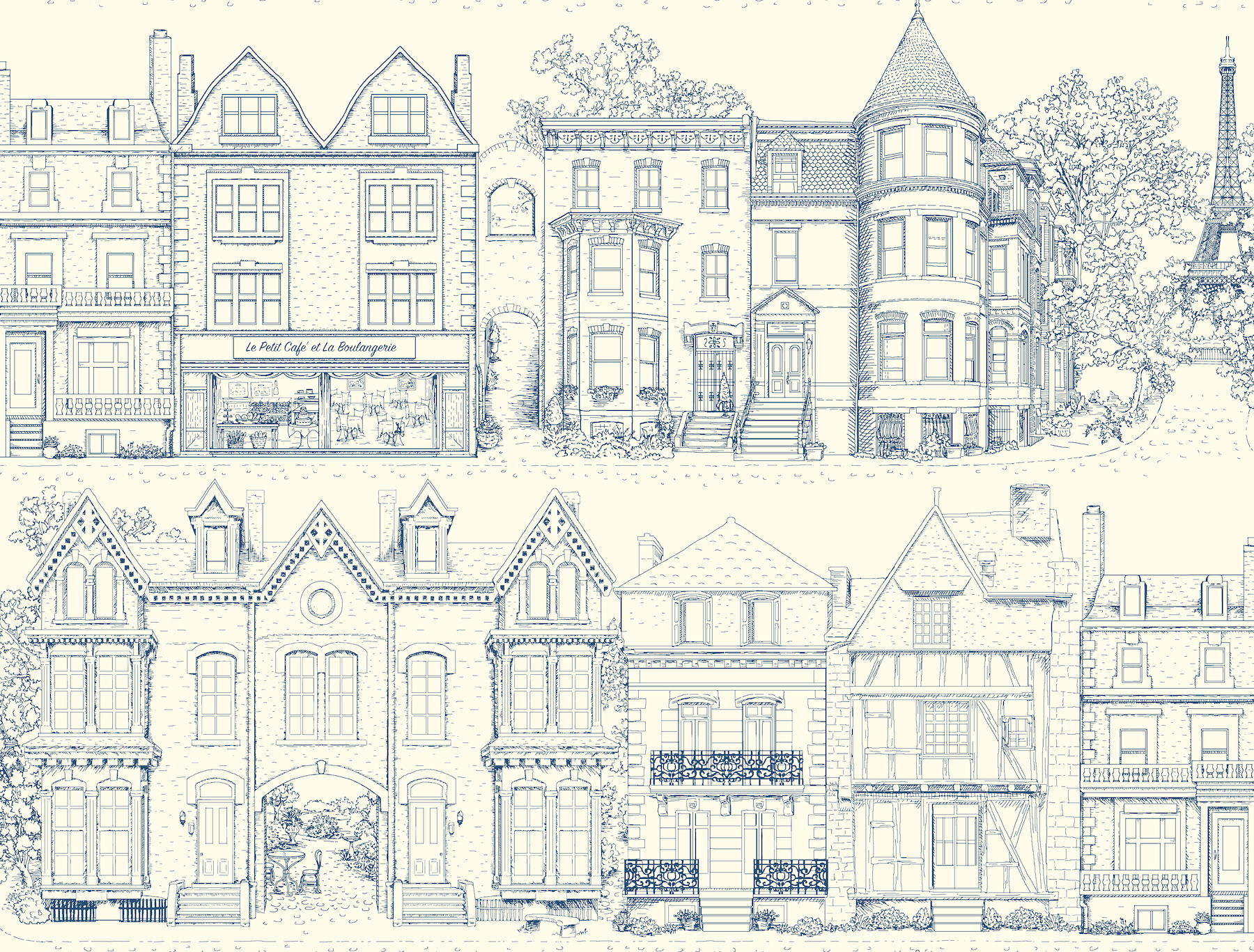 Browntone Terrace Blue Wallpaper large image 