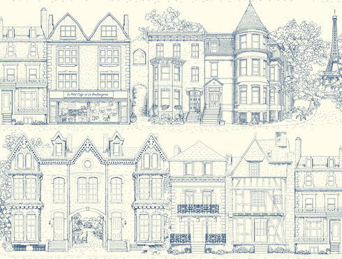 Browntone Terrace Blue Wallpaper