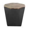 Esagono Octagonal Black Metal-Clad Reclaimed Wood End/Side Table with Storage, Side & End Table by Mercana, 19" length x 19" width x 21" height thumbnail 1