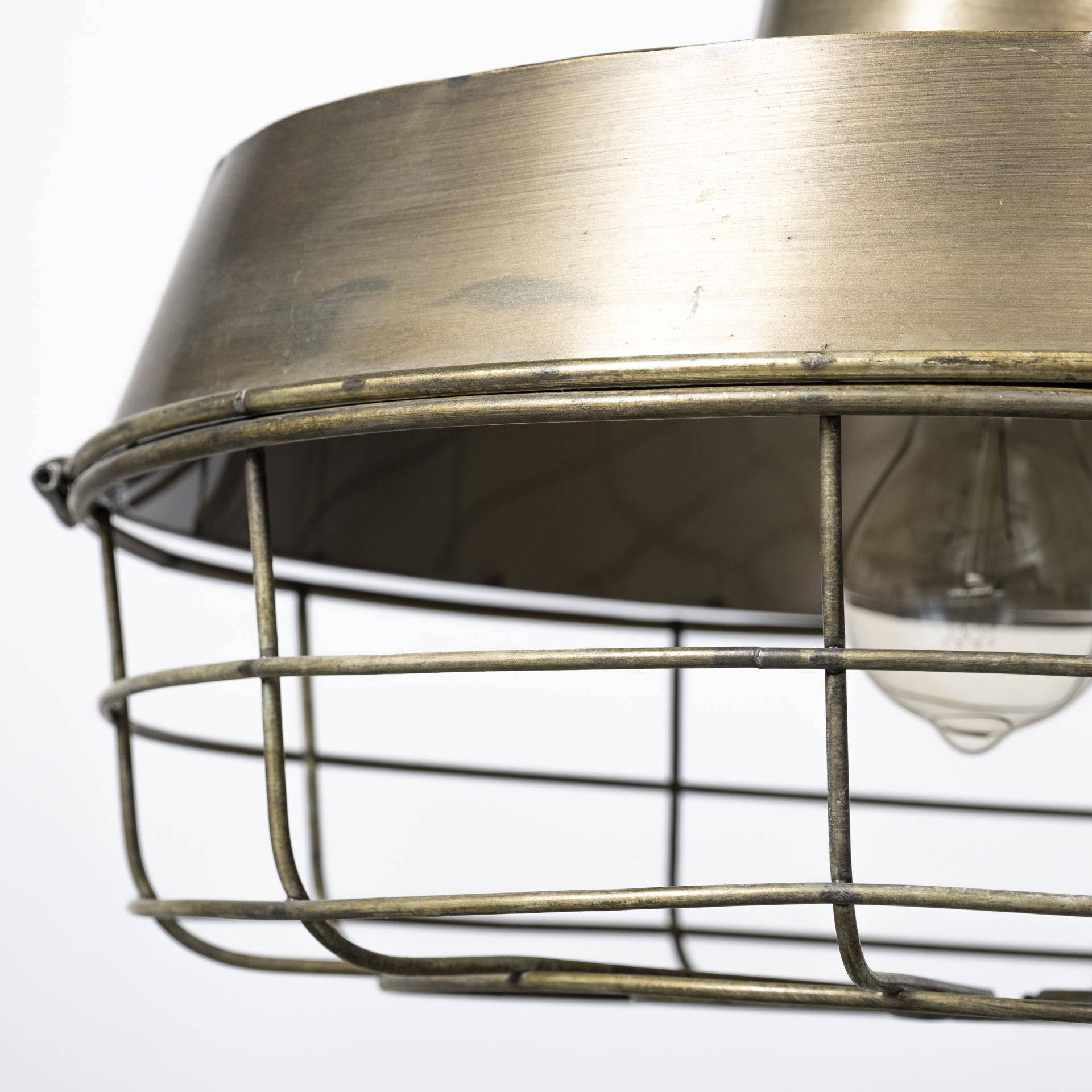 Tahla 14x 14.5 Gold Toned Metal Cage Pendant Light, by Mercana, 14" length x 14" width x 14.5" height View 6