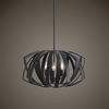 Thales Black Geometric 3 Light Pendant, Ceiling Light by Uttermost, 22" width x 13" height x 22" depth thumbnail 4
