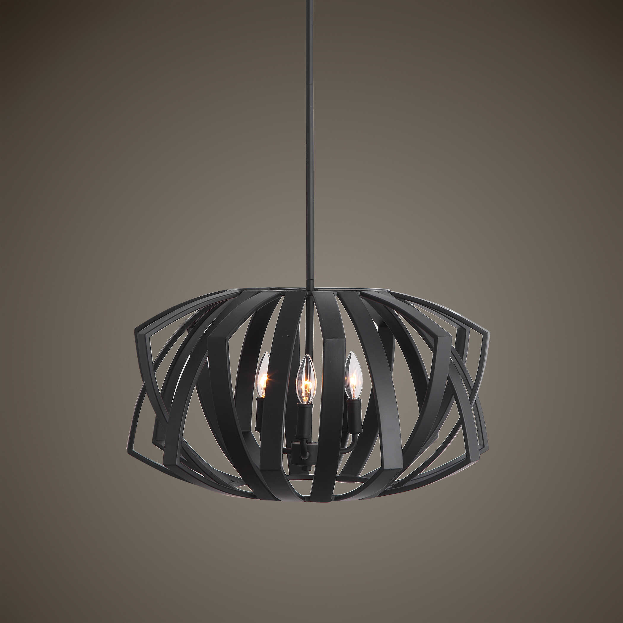 Thales Black Geometric 3 Light Pendant large image 